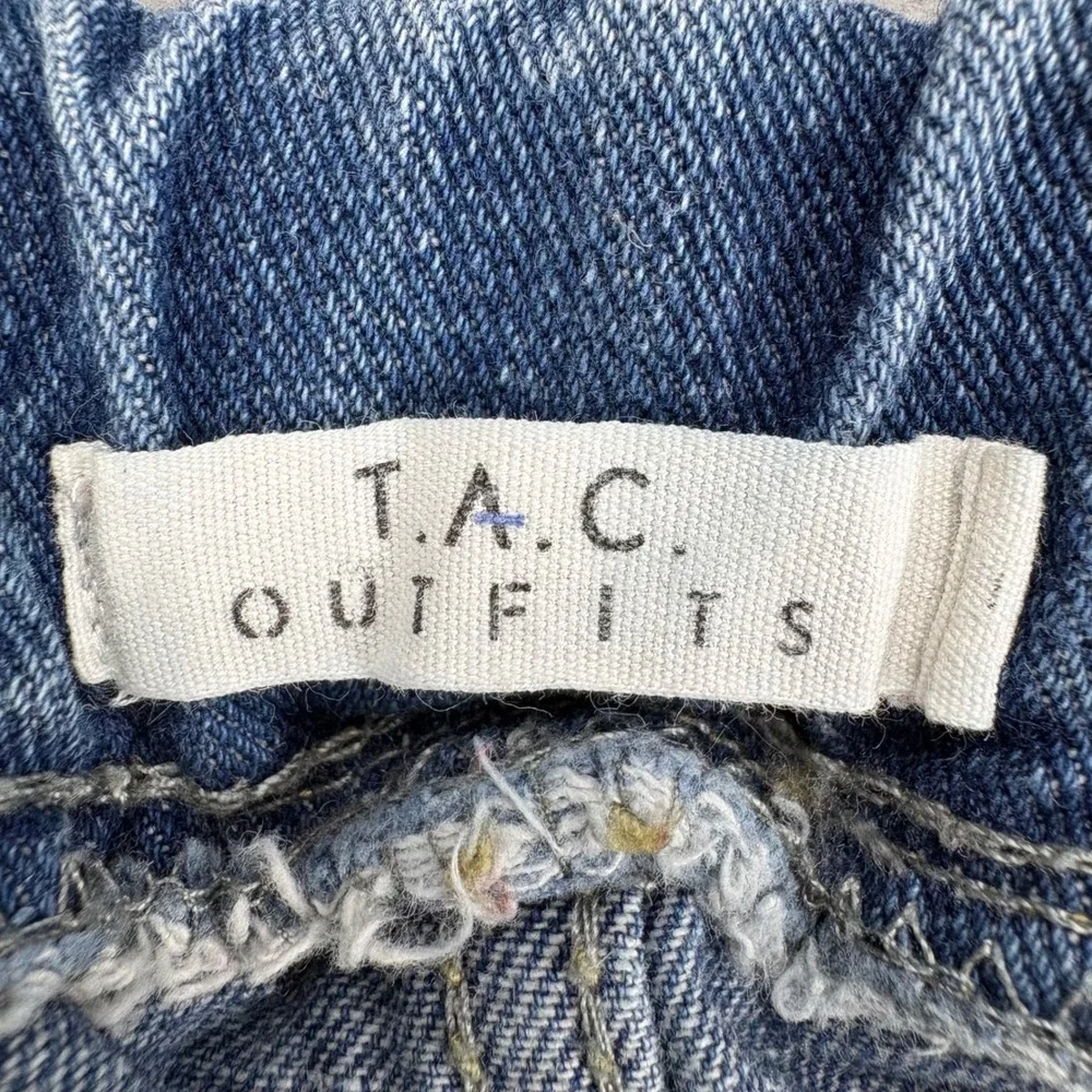 T.A.C. Outfits Denim Shorts Girls 10 Blue Distressed Side Stripe Jean Shorts